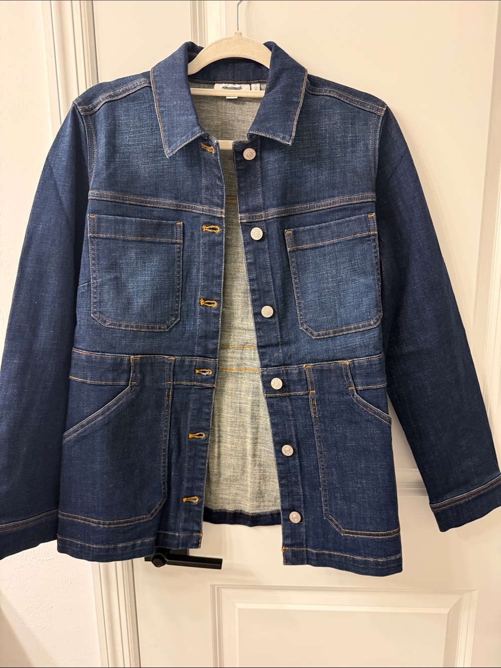 Chico's Dark Blue Denim Utility Jacket